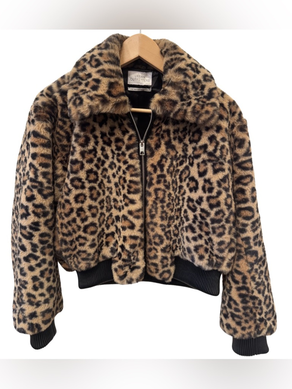 Urban Outfitters Leopard Faux Fur Bomber Jacket – Size M